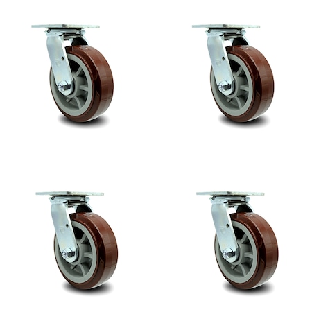 Service Caster Greenlee Caster Set - MA6065 GMX Cart - 4 Swivel Bolt On Swivel Locks - SCC GRE-SCC-30CS620-PPUR-BSL-4